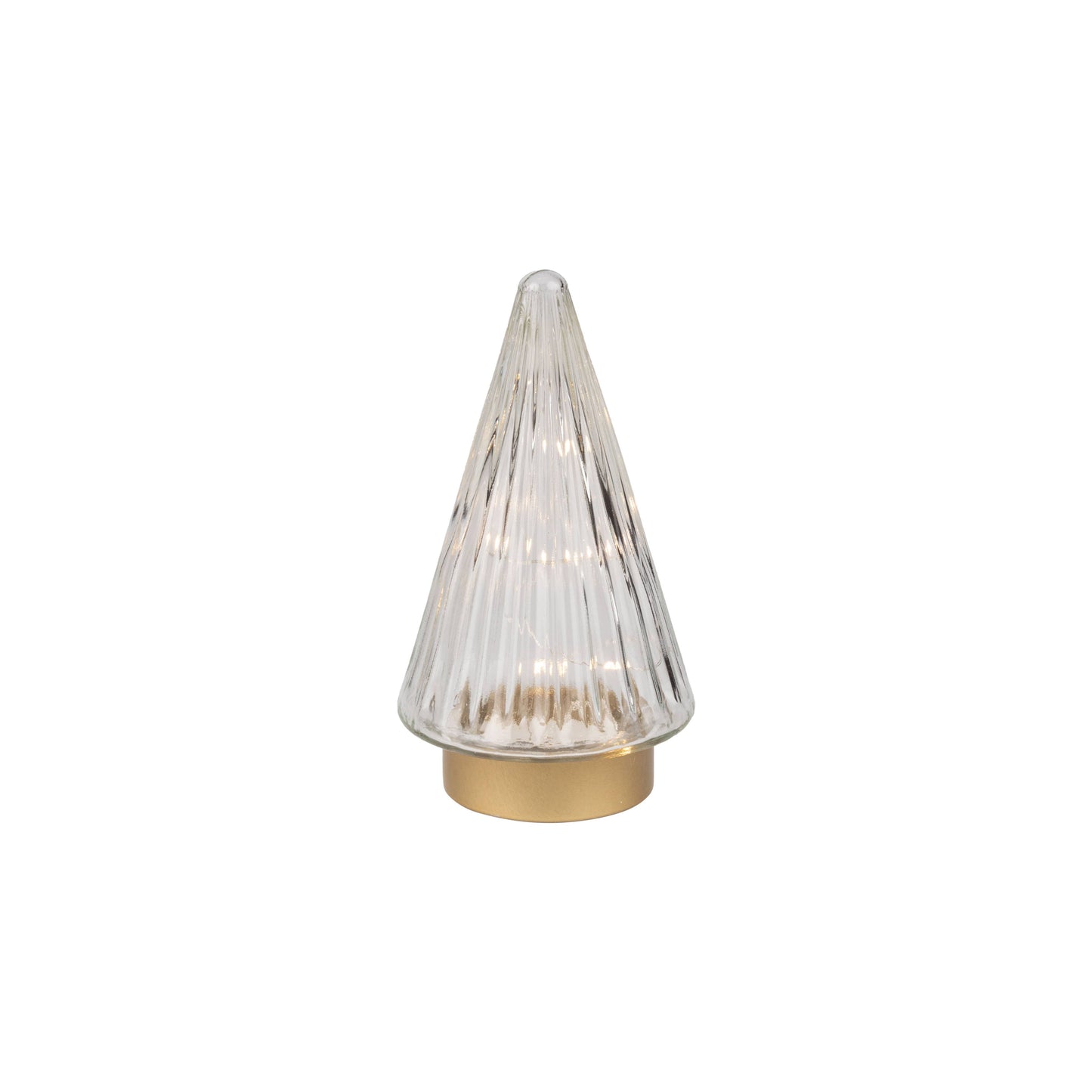 A23650-Gls cone tree TBLpce,LED,clr text,gld mtl base,7.75in