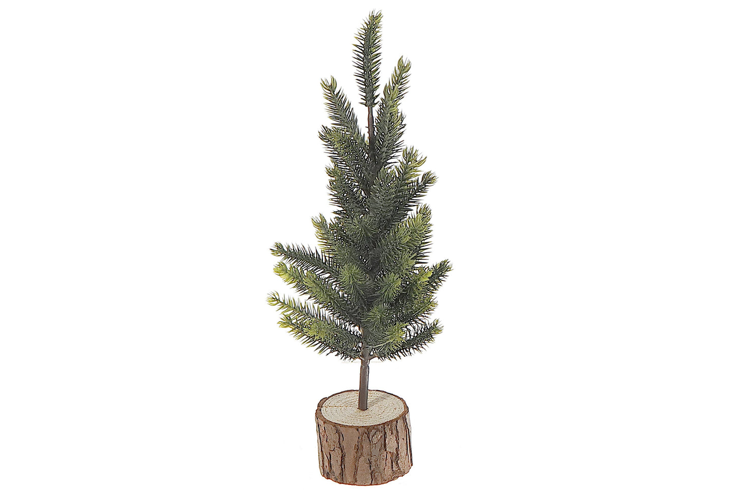 PINE TREE WITH WOODEN LOG BASE (12")