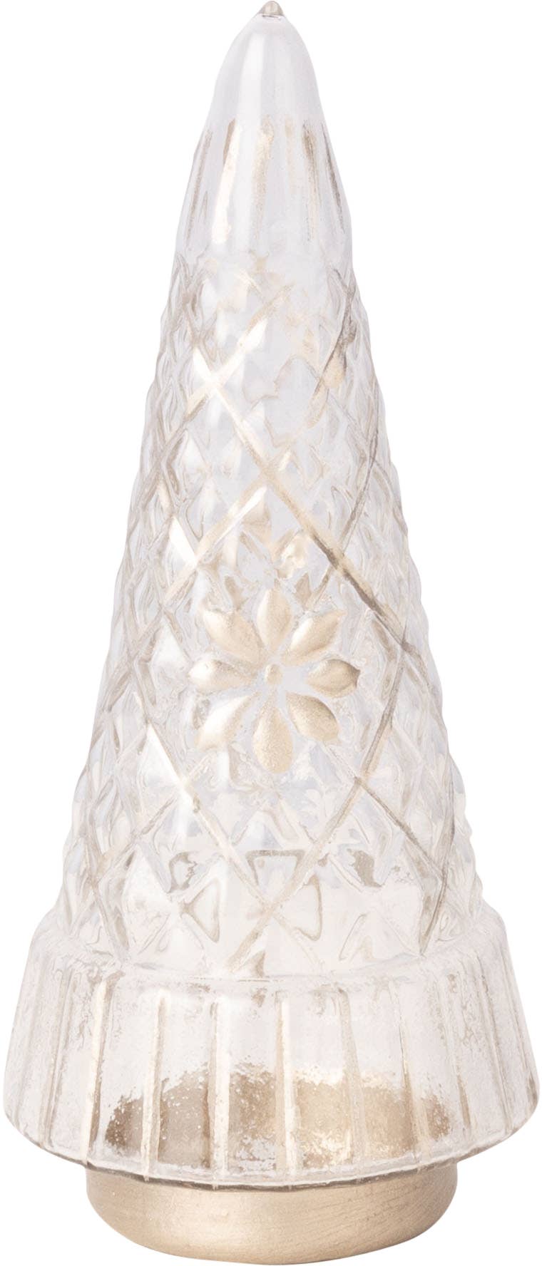 A23556 Clear cut glass tree,gold base,gold accents tabletop