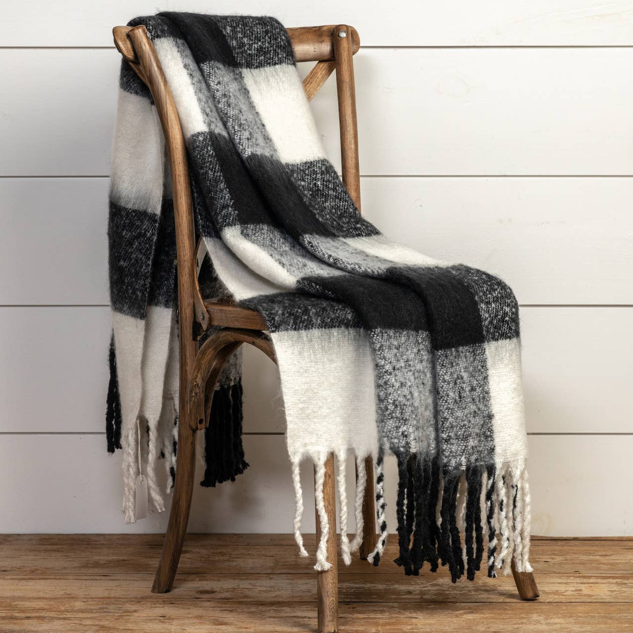 Checkered Fringe Blanket