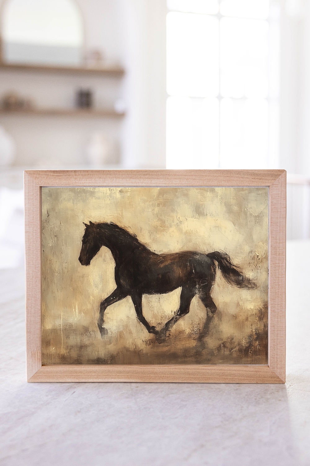 Vintage Horse Back Pine Framed Art