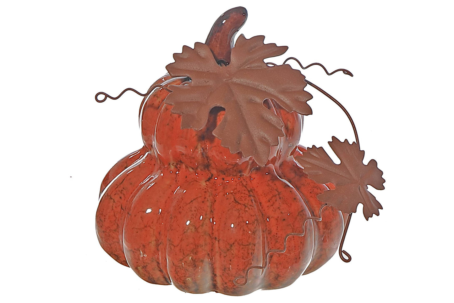 PORCELAIN STACKED PUMPKIN DECOR (ORANGE)