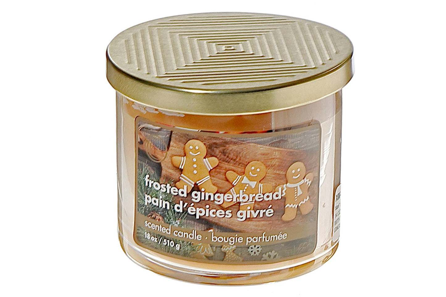 14 OZ 3 WICK JAR CANDLE WITH METAL LID (FROSTED GINGERBREAD)