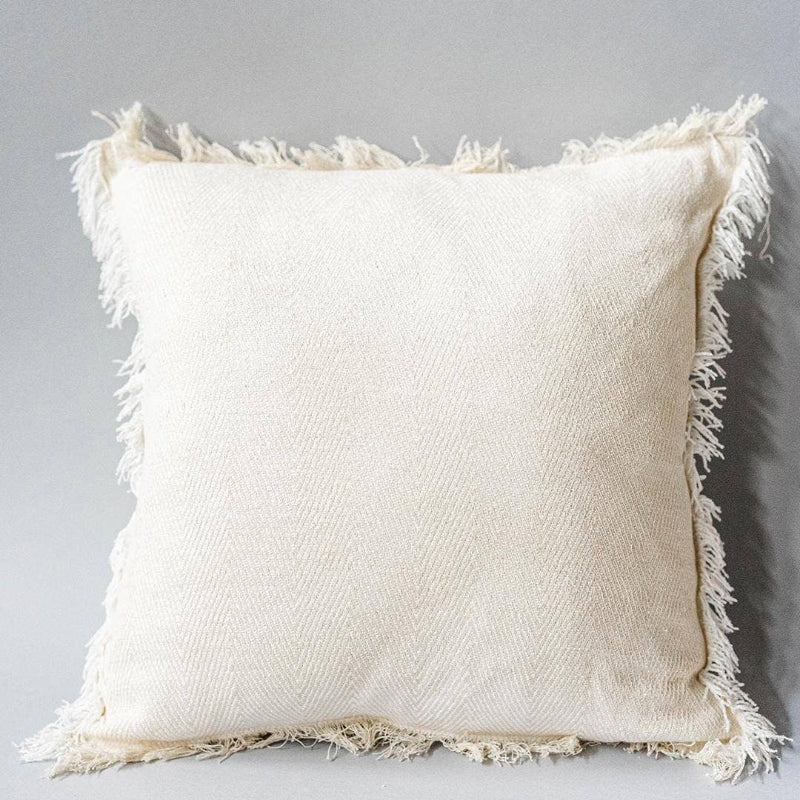 18" x 18" Cotton Cushion Cover with Frayed Edges'