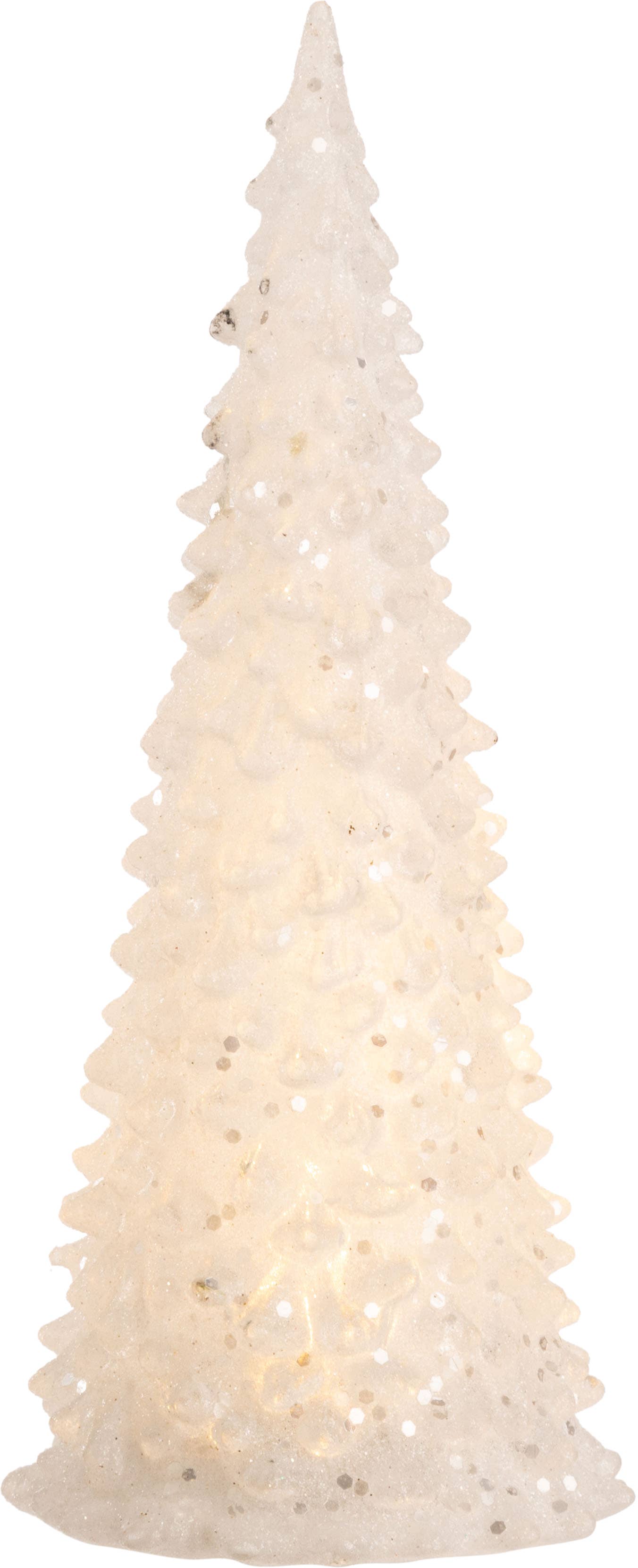 A49163-Silver glittered wht Christmas tree/LED light 8.75 in