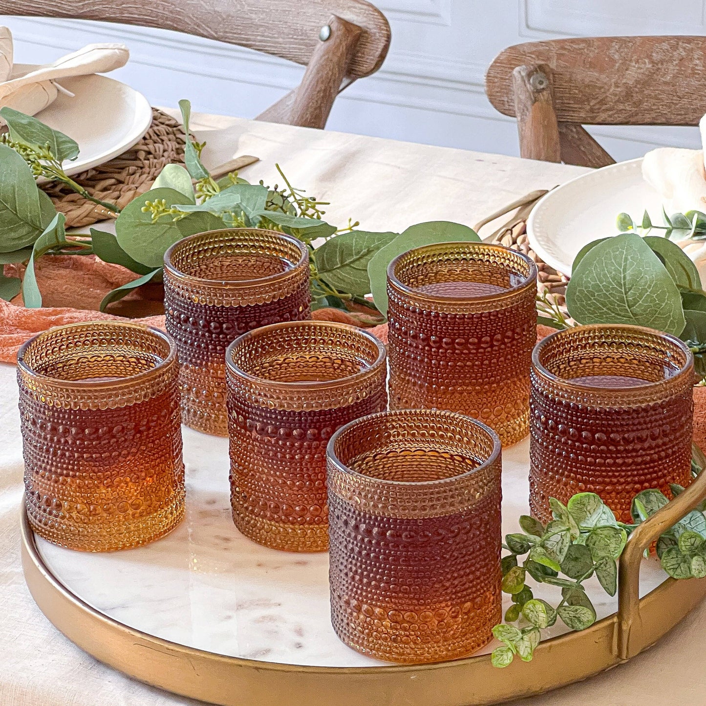 Beaded Amber Drinking Glasses