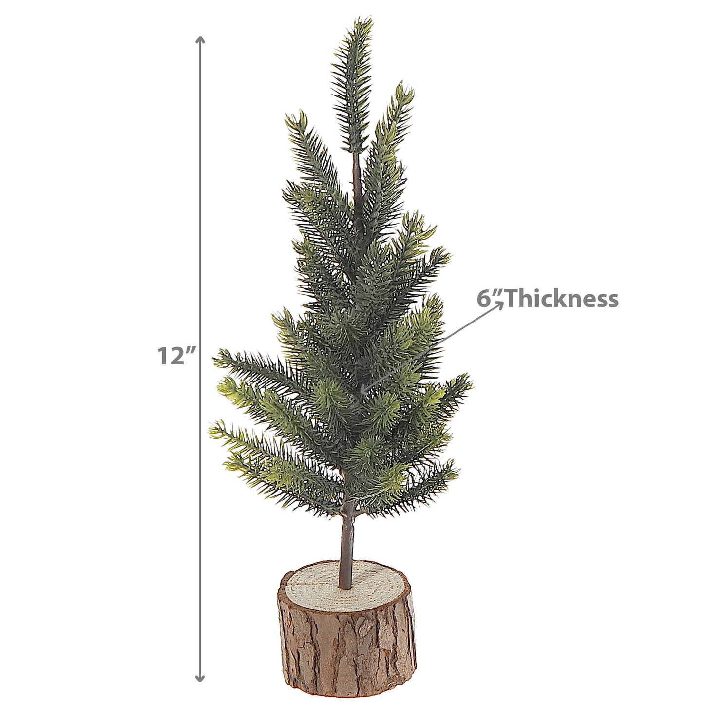 PINE TREE WITH WOODEN LOG BASE (12")