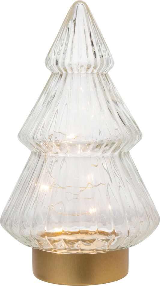 A23412-Gls tierd TT tree,clr,gld base,LED,9in
