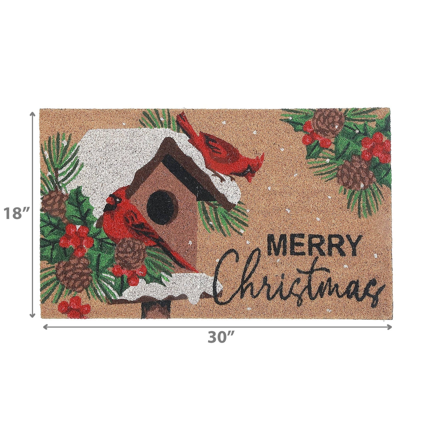 COIR DOOR MAT (CARDINALS - MERRY CHRISTMAS)
