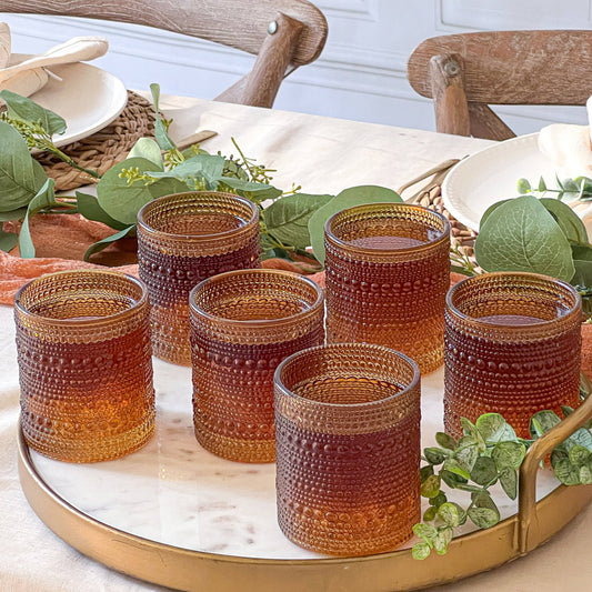 Beaded Amber Drinking Glasses
